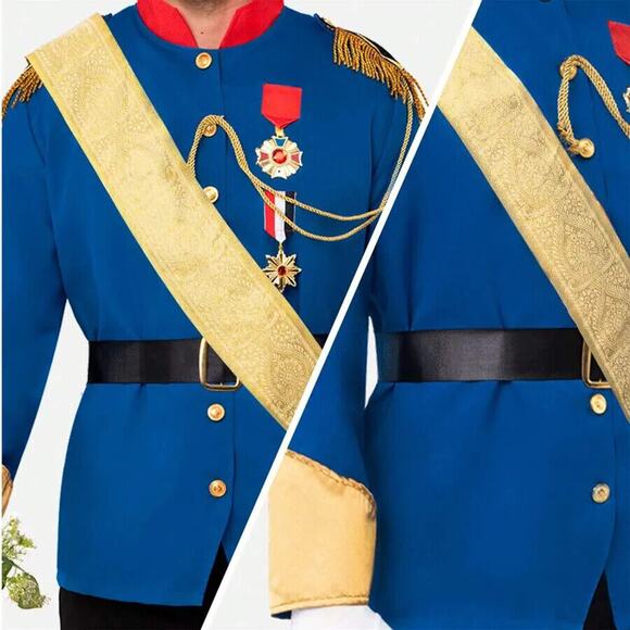 NEW Large Prince Charming Eric Capn Disney Crunch Costume Royal Blue Jacket Men - Picture 2 of 6